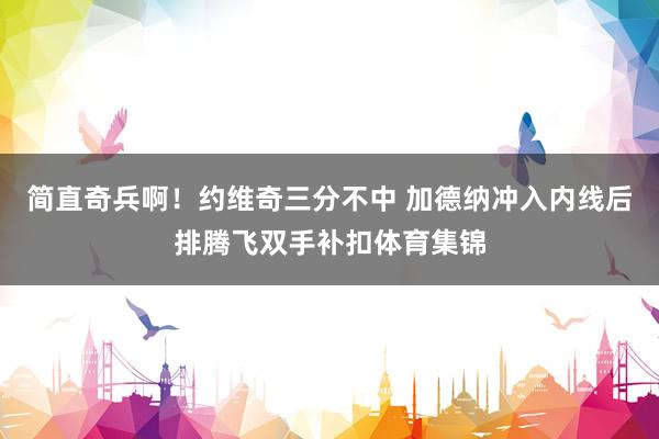 简直奇兵啊！约维奇三分不中 加德纳冲入内线后排腾飞双手补扣体育集锦
