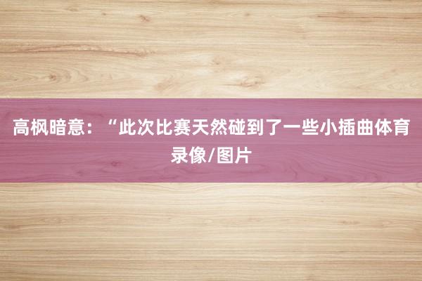 高枫暗意：“此次比赛天然碰到了一些小插曲体育录像/图片