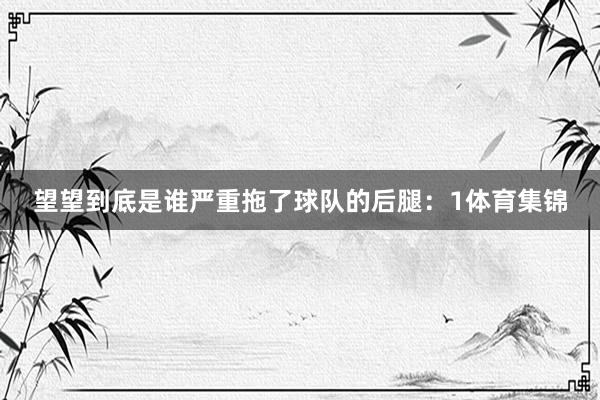 望望到底是谁严重拖了球队的后腿：1体育集锦