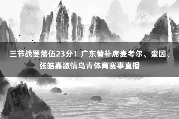 三节战罢落伍23分！广东替补席麦考尔、奎因、张皓嘉激情乌青体育赛事直播