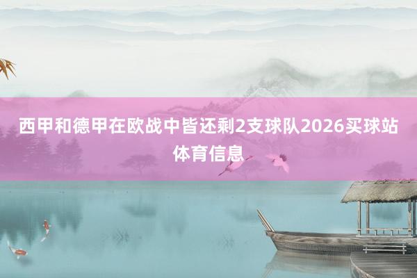 西甲和德甲在欧战中皆还剩2支球队2026买球站体育信息